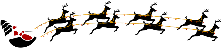 Santa With Eight Reindeer Clipart - Frohe Weihnachten Sankt Mit Ren Und Karte (800x618)