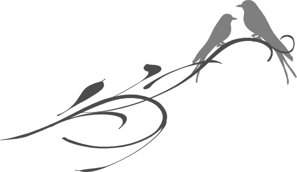 Love Birds On A Branch Grey Clip Art At Clker - Clipart Grey Love (600x347)
