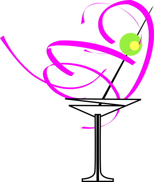 Martini Glass Pink Clip Art At Clker - Green Swirl (504x594)