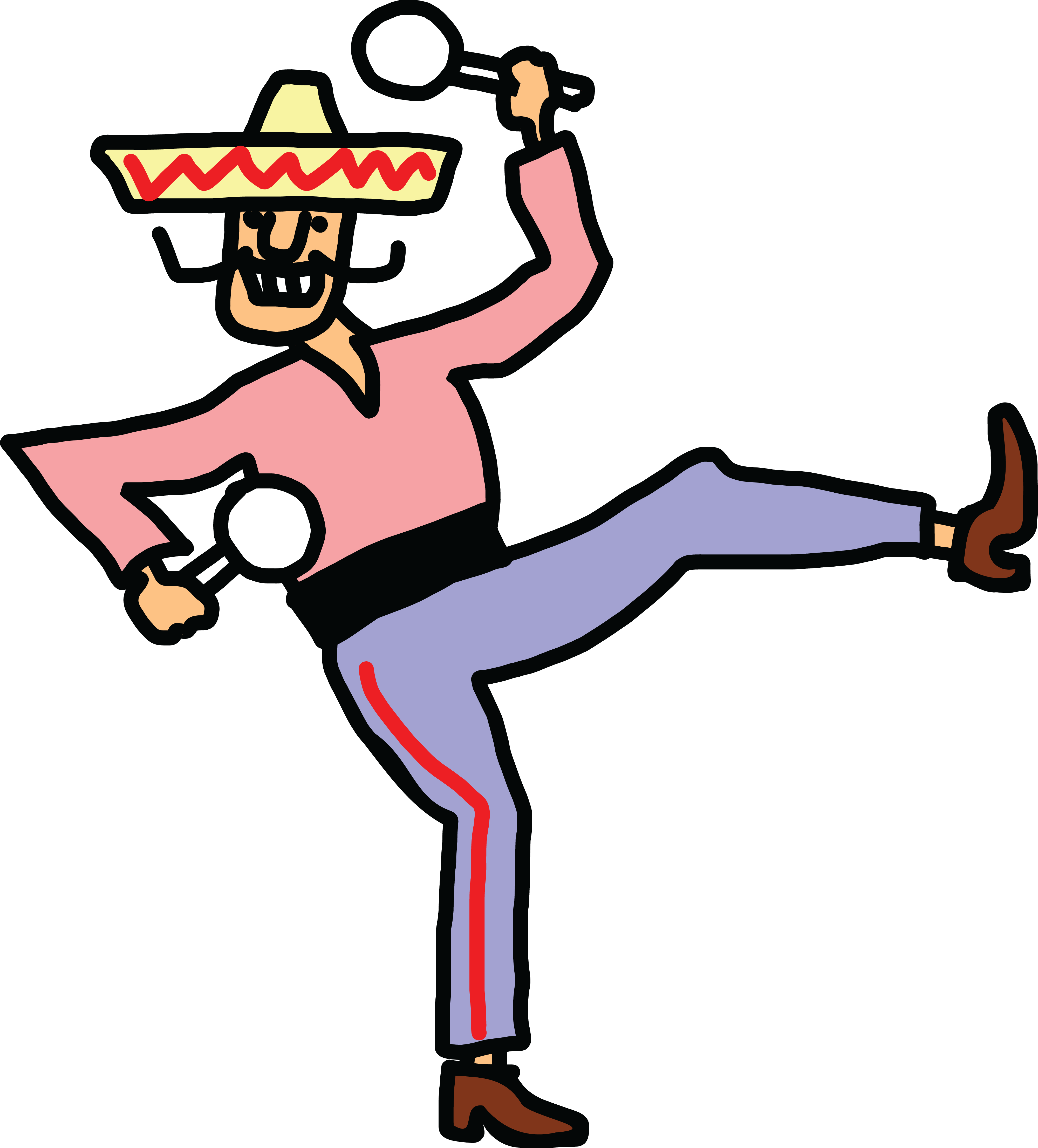 Free Clipart Of A Mexican Man Dancing With Maracas - Cartoon People Dancing (4000x4423)