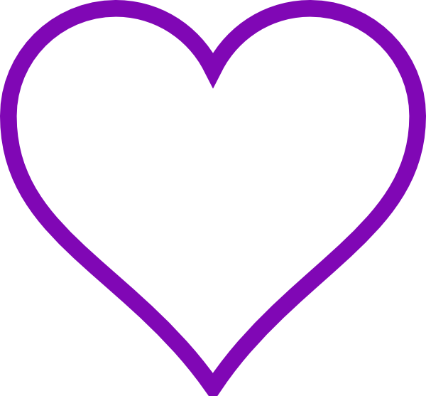 Purple Heart Outline Clip Art At Clker - Heart Clipart Black And White (600x557)