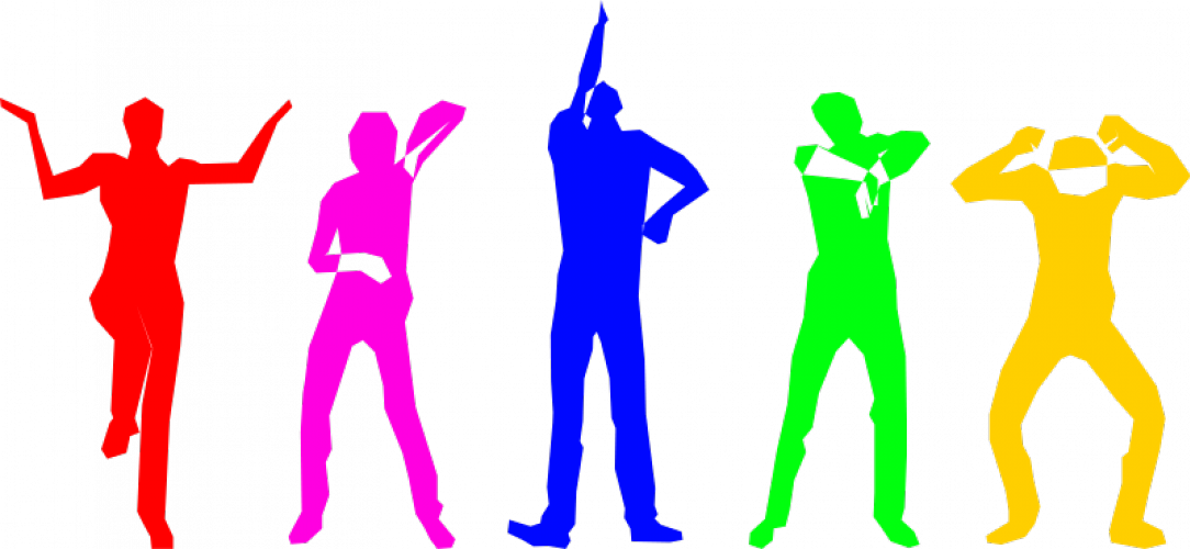 Dance Clip Art - Color People Silhouette Png (1084x500)