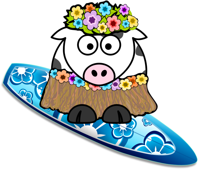 Surfer Girl Cow - Cow In Hula Skirt (2400x1975)