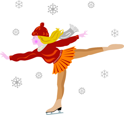 Vector Clip Art Of Ice Skating Girl In Skirt - Ice Skating Clip Art (500x462)