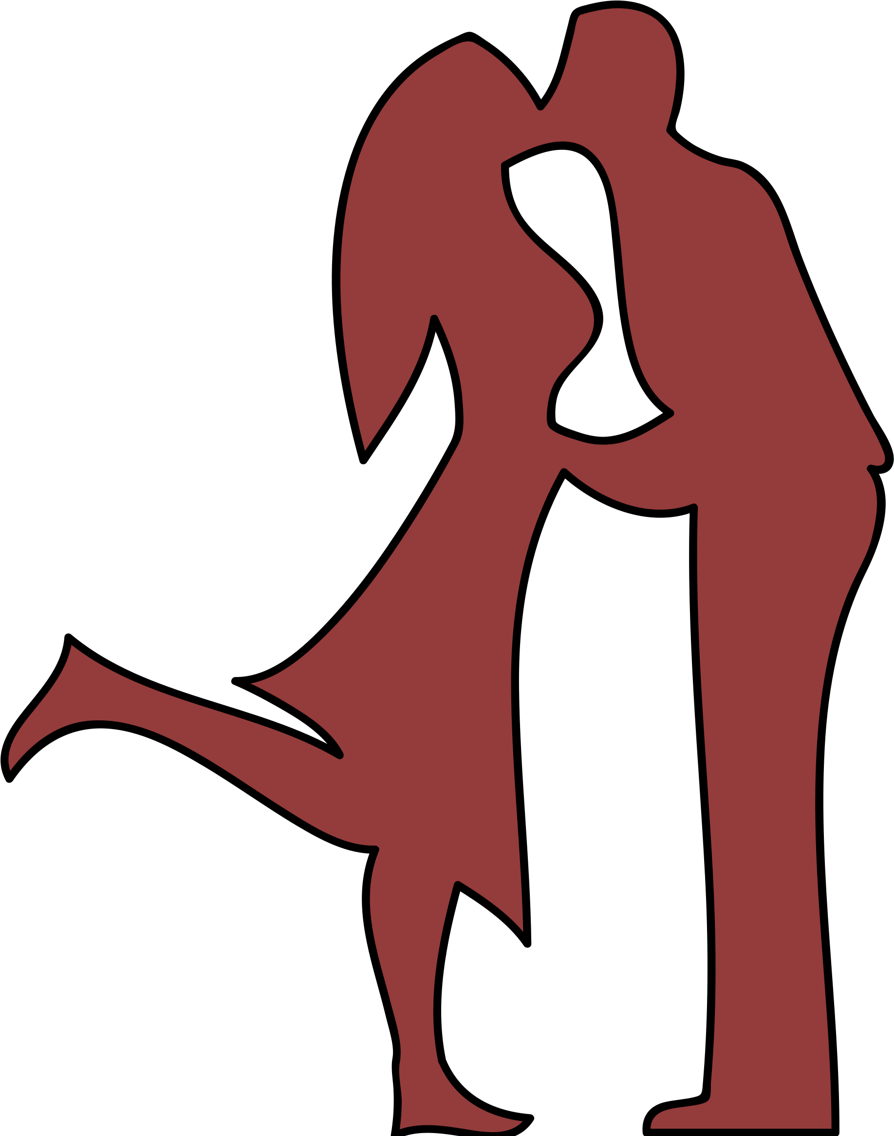 Big Image - Couple Kissing Clip Art (1880x2400)