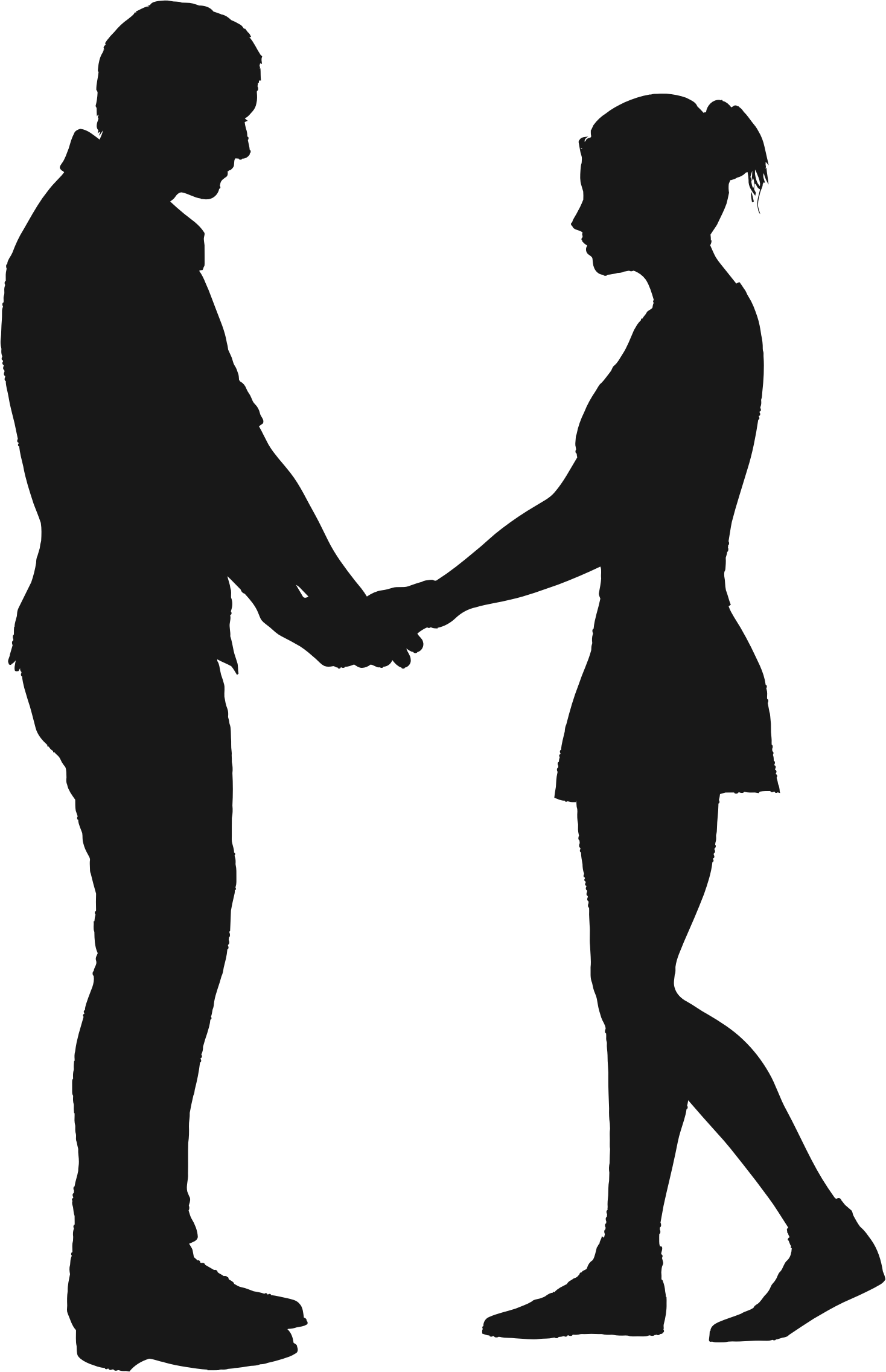 Couples Silhouette Clip Art 13 - Boy And Girl Holding Hands Silhouette (1468x2272)