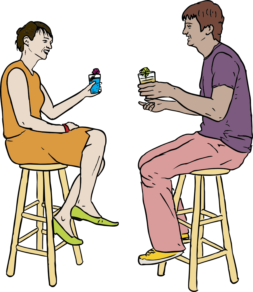 Couple Having Drinks - Drinking In Bar Png (867x1000)