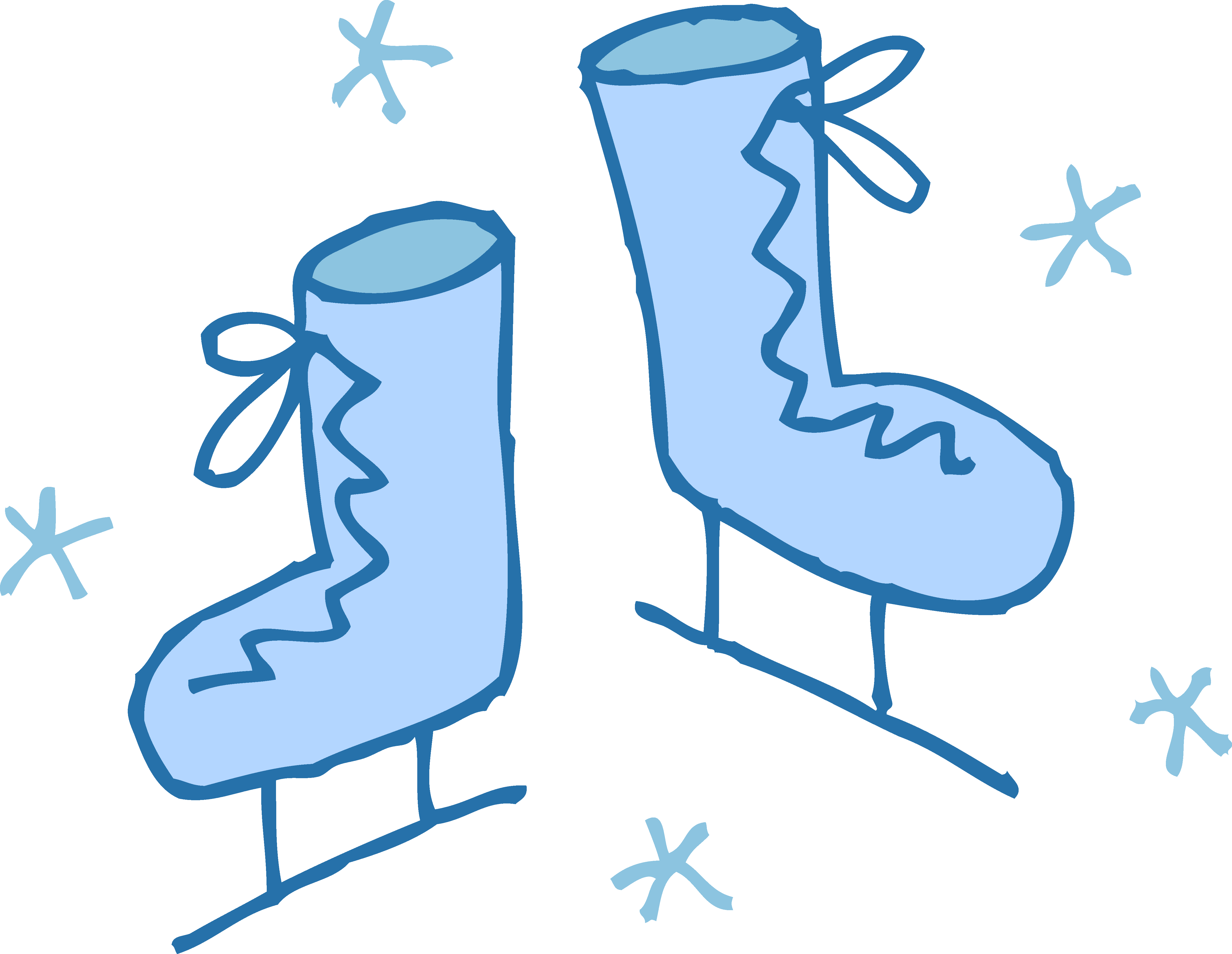 Cute Blue Ice Skates Clipart - Ice Skating Clip Art (4919x3809)