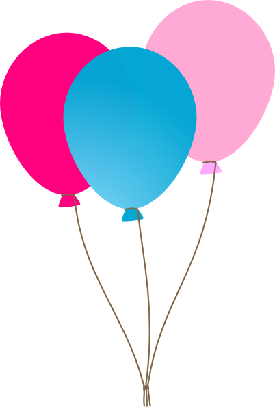 Pink And Blue Balloons Clipart (402x595)