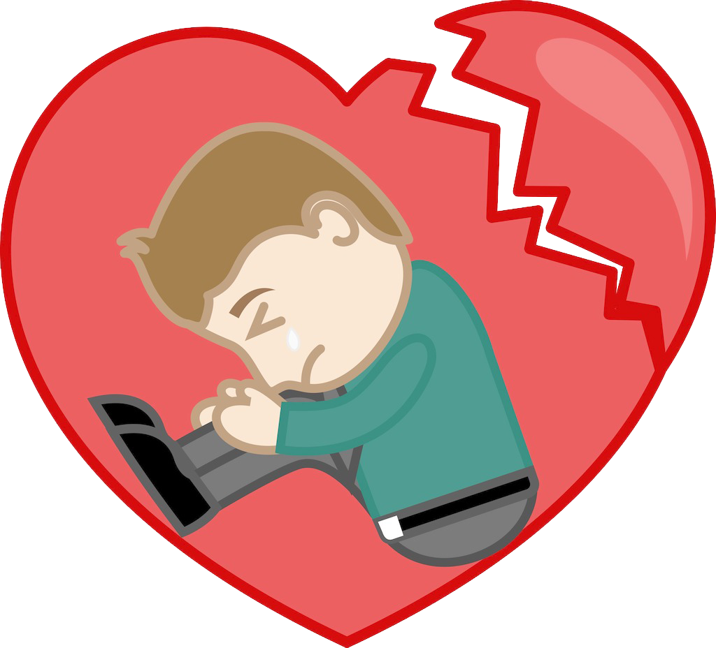 Broken Heart Sadness Drawing Clip Art - Heart Crying (1024x928)