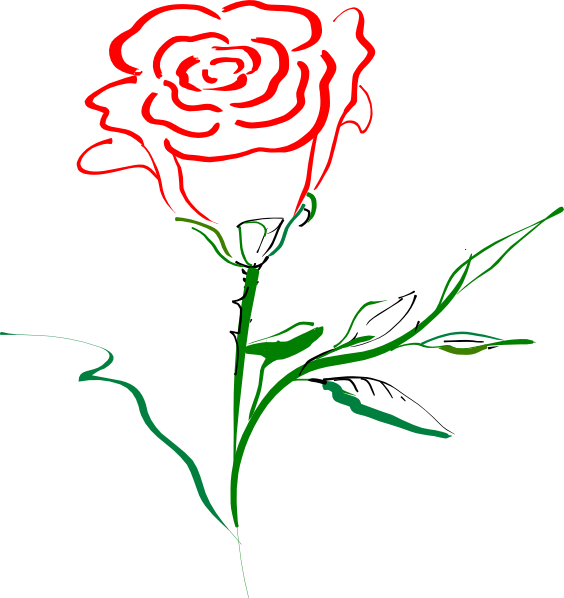 Rose Outline Clip Art At Clkercom Vector Online Royalty - Rose Clip Art (564x598)