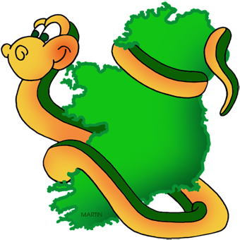 Map Of Ireland With Snake - Map Of Ireland (360x357)