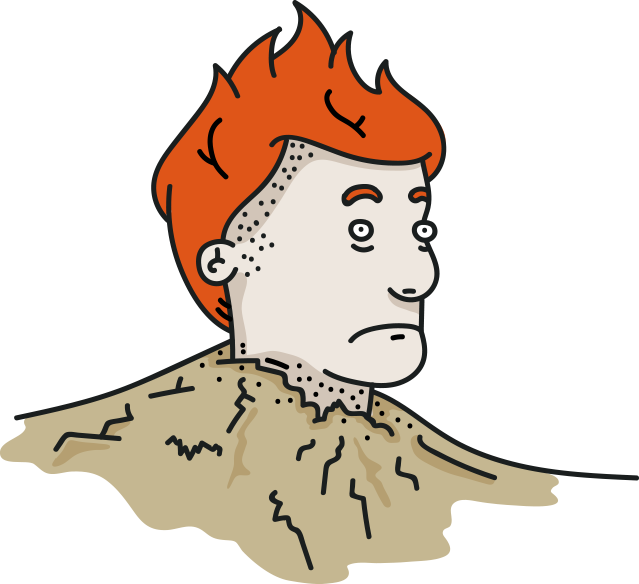 Buried In Sand - Burried In Sand Cartoon (639x584)