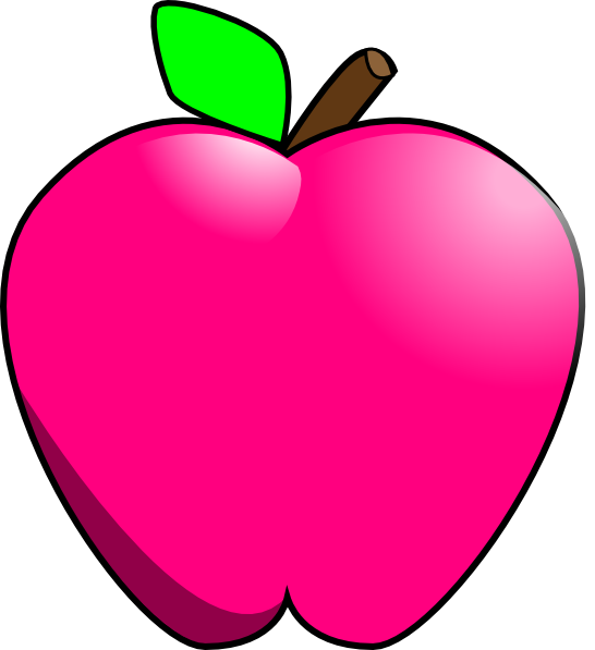 Magenta Apple Clip Art - Pink Apple Clipart (546x597)
