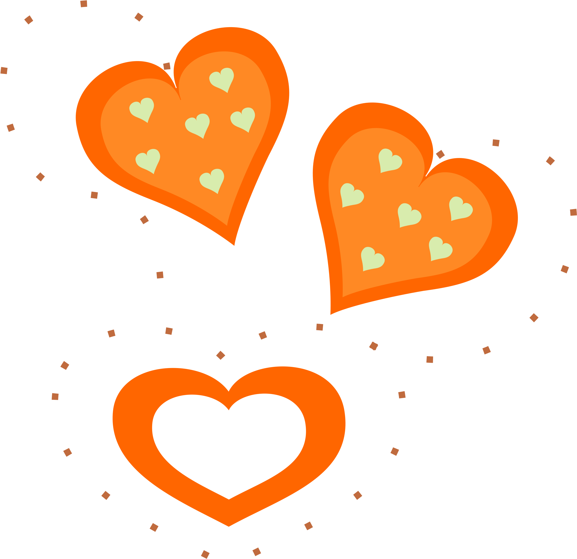Orange Clipart Heart - Orange Hearts Clipart (2400x2353)