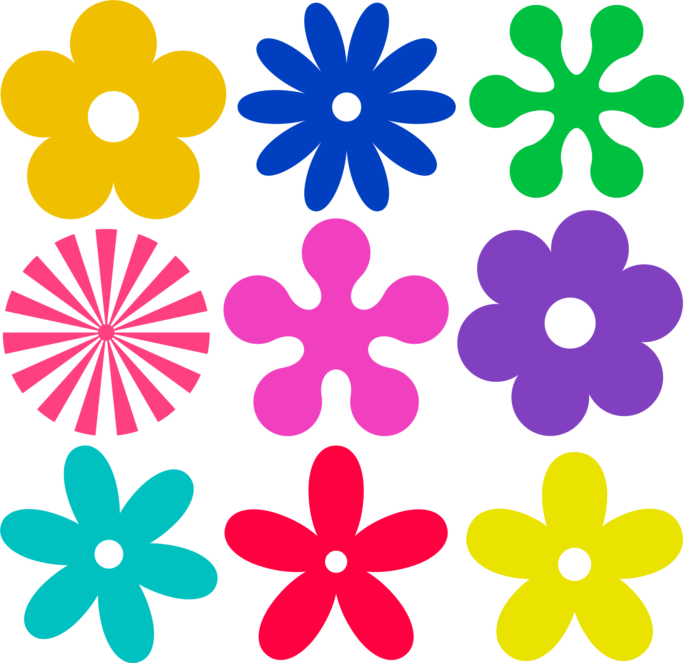 Flowers Clip Art - Groovy Retro Flowers Shower Curtain (2331x2258)
