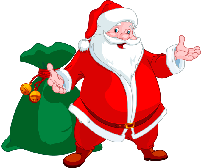 Santa Happy Clipart - Santa With Toy Bag (675x565)