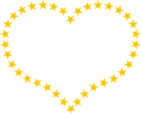 Pixabella Heart Shaped Border With Yellow Stars - Star In Heart Shape (550x445)