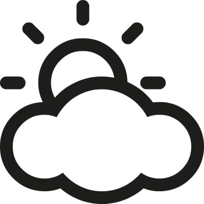 Partly Cloudy Clipart Black And White Clipartfest - Sunny Cloudy Weather Icon (399x399)