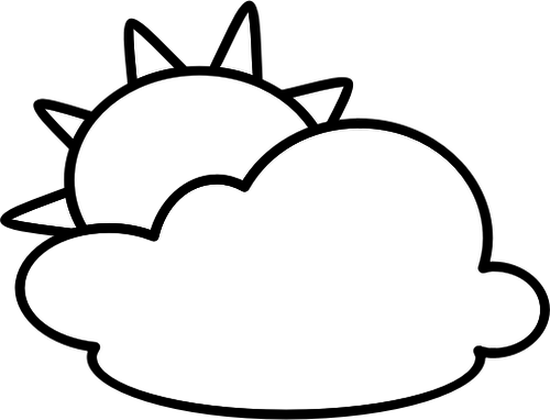 Clipart Prissy Inspiration Partly Cloudy Clipart Outline - Weather Clipart Black And White (500x382)