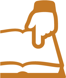 Orange Icon Of Hand Pointing At A Book, Representing - User Guide (370x358)