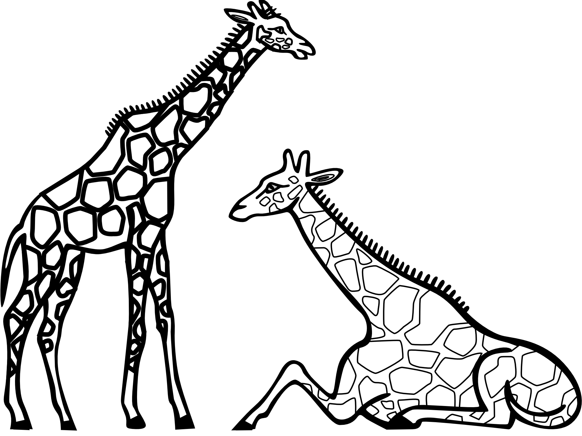 Giraffe Clip Art Outline - Giraffe Coloring (1979x1483)