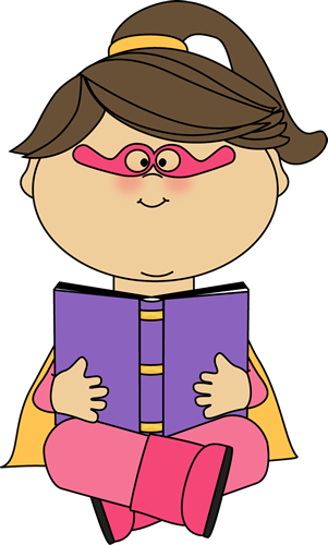 Free Clip Art Of Children As Super Heroes - Superhero Reading Clipart (301x500)
