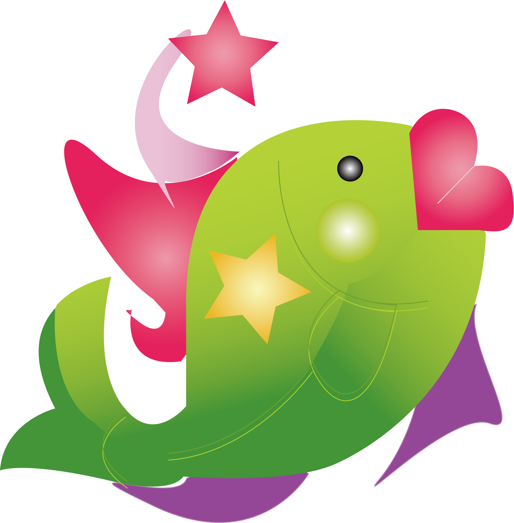 Clipart Lip Fish Clip Art Lips - Custom Tropical Fish Shower Curtain (1711x1741)