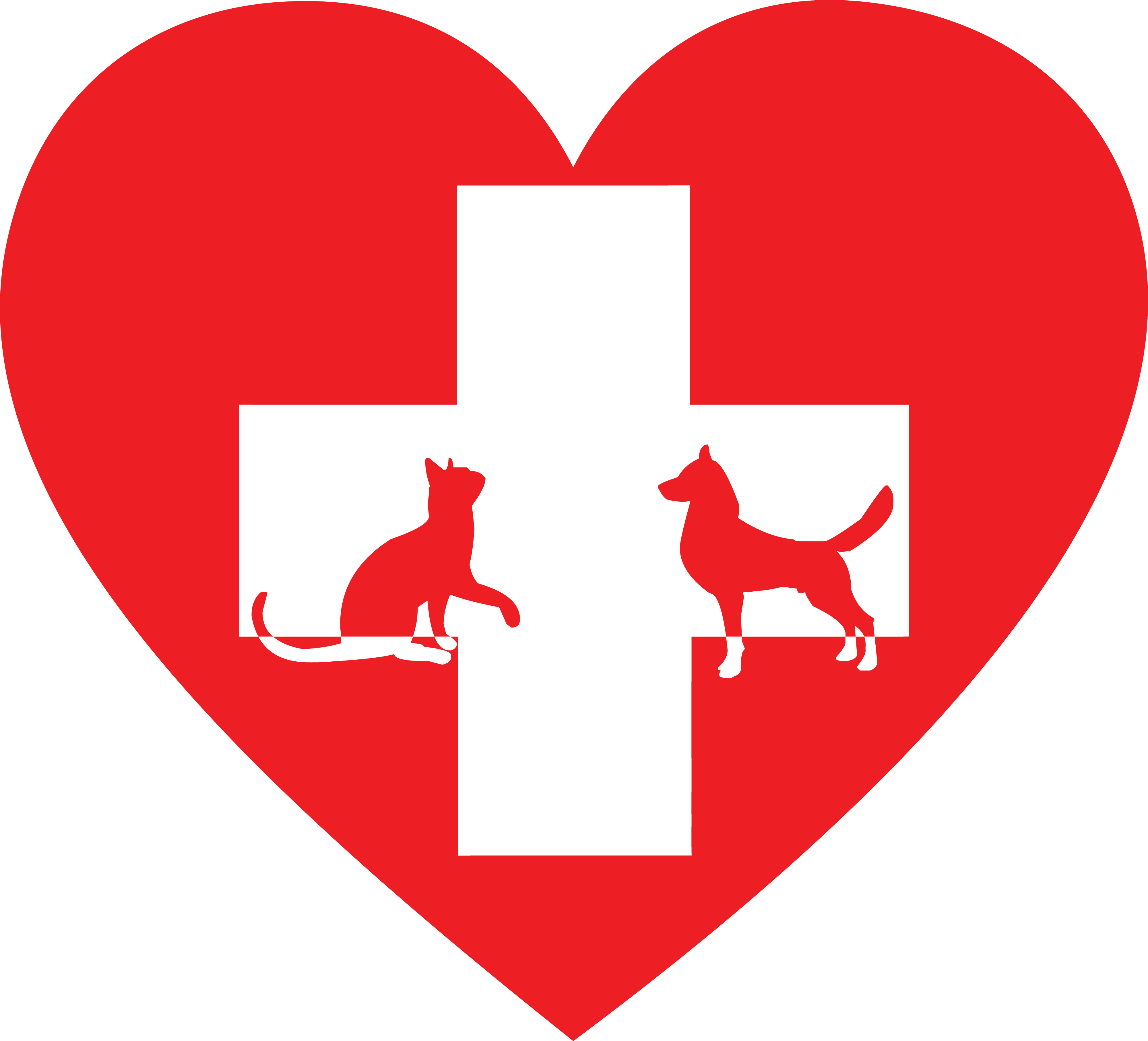 Free Clipart Of A Silhouetted Cat And Dog With A Red - Clip Art Veterinarian (4000x3628)