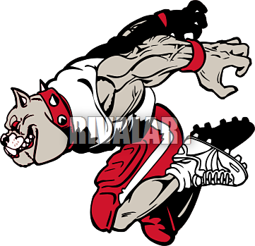 Football Bulldog Leaping Clipart - Bulldog Animasi (361x349)