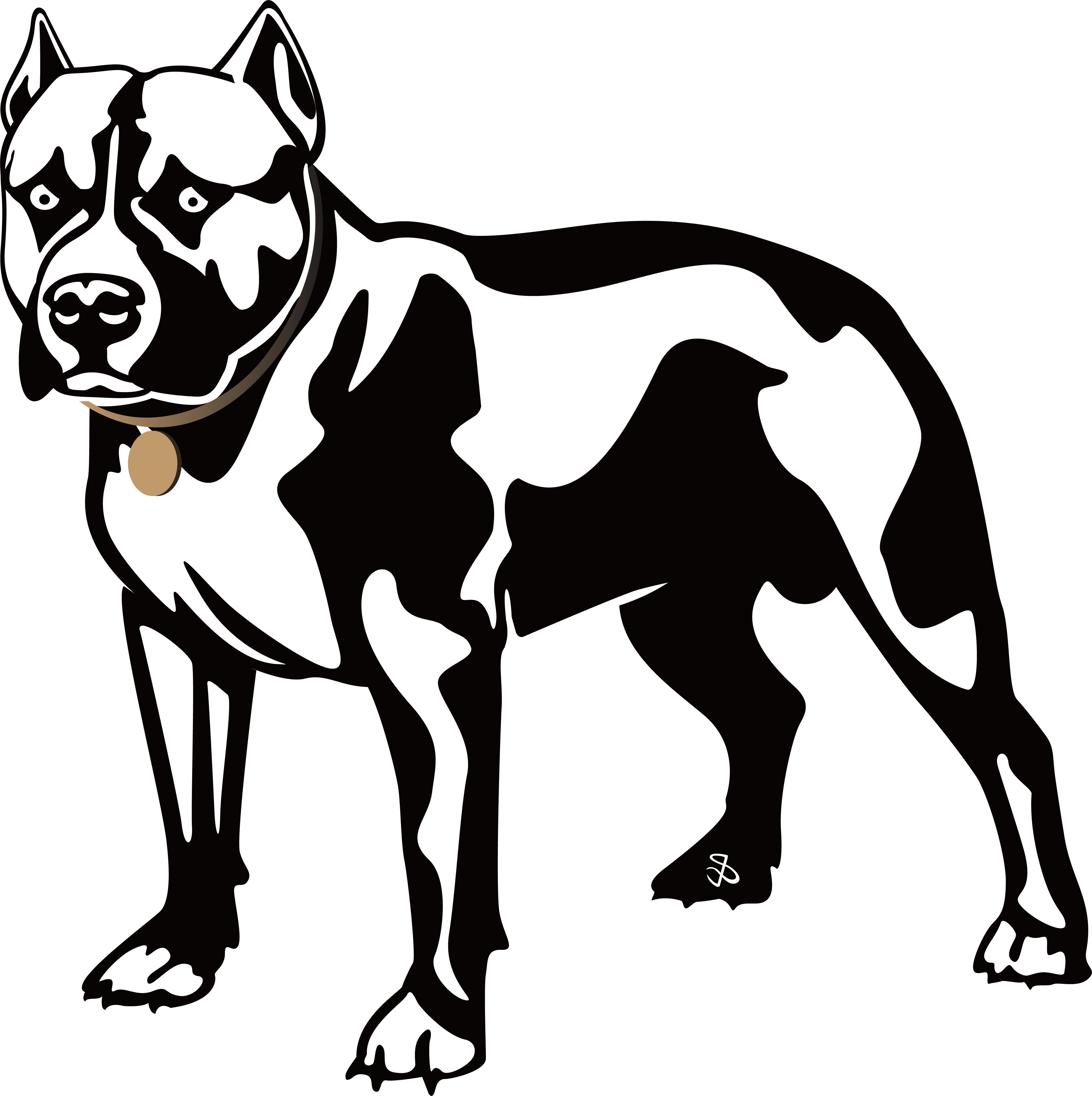 American Pit Bull Terrier Bulldog Boxer Clip Art - Dogs Black And White Clipart (4370x4386)