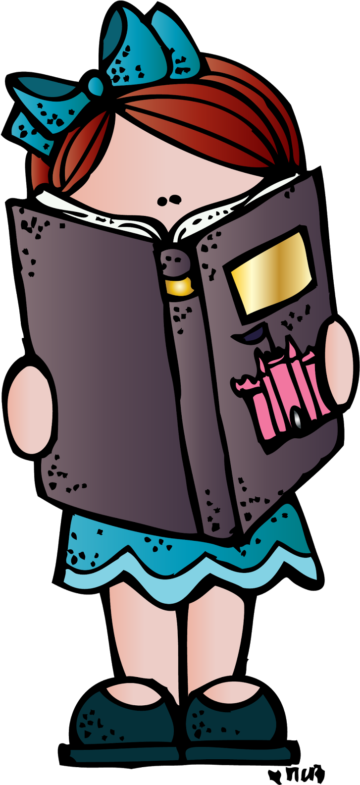 Melonheadz Girl Reading Clipart - Reading Melonheadz (738x1600)