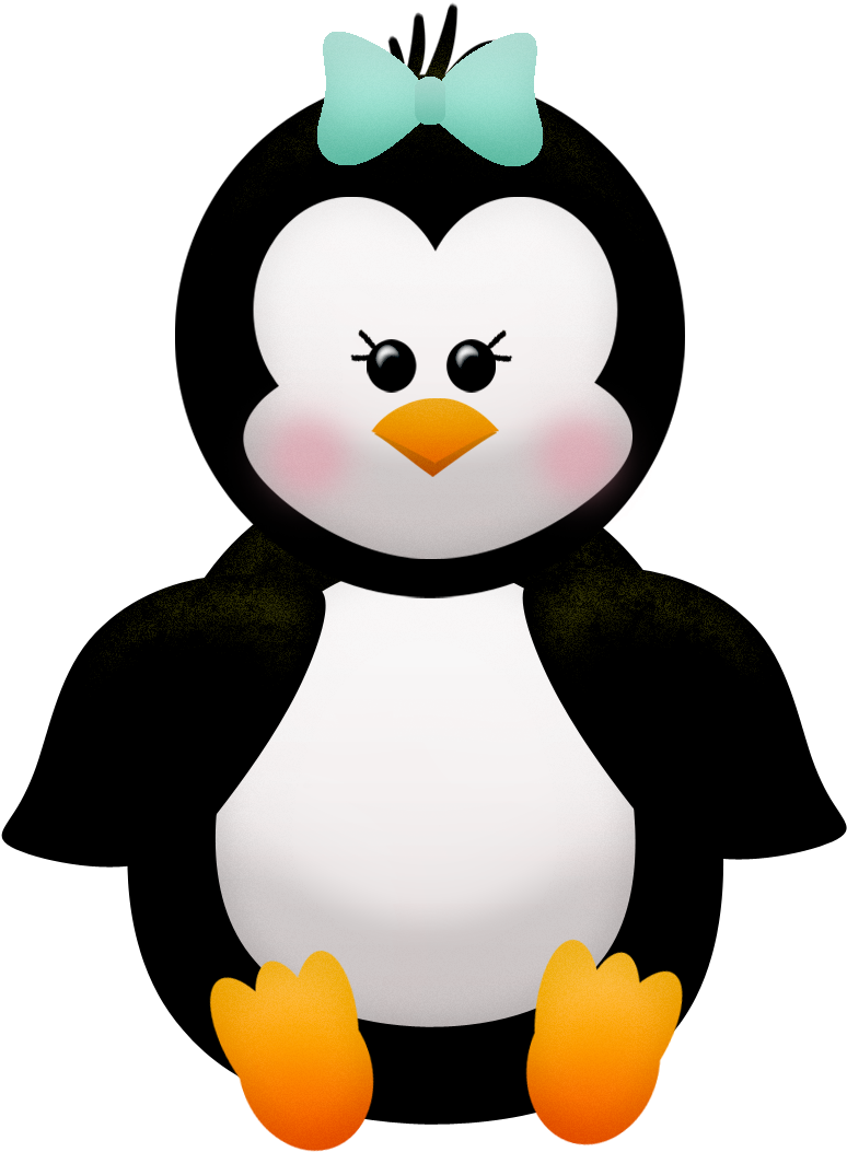 Penguins And Flowers Of The Winter Clip Art - Imagenes De Pinguinos Animados (1014x1254)