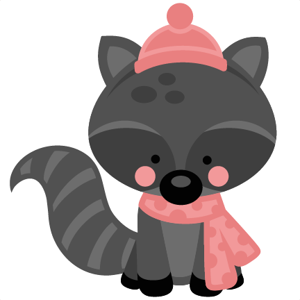 Girl Winter Raccoon Svg Scrapbook Cut File Cute Clipart - Cute Winter Animal Clipart (432x432)