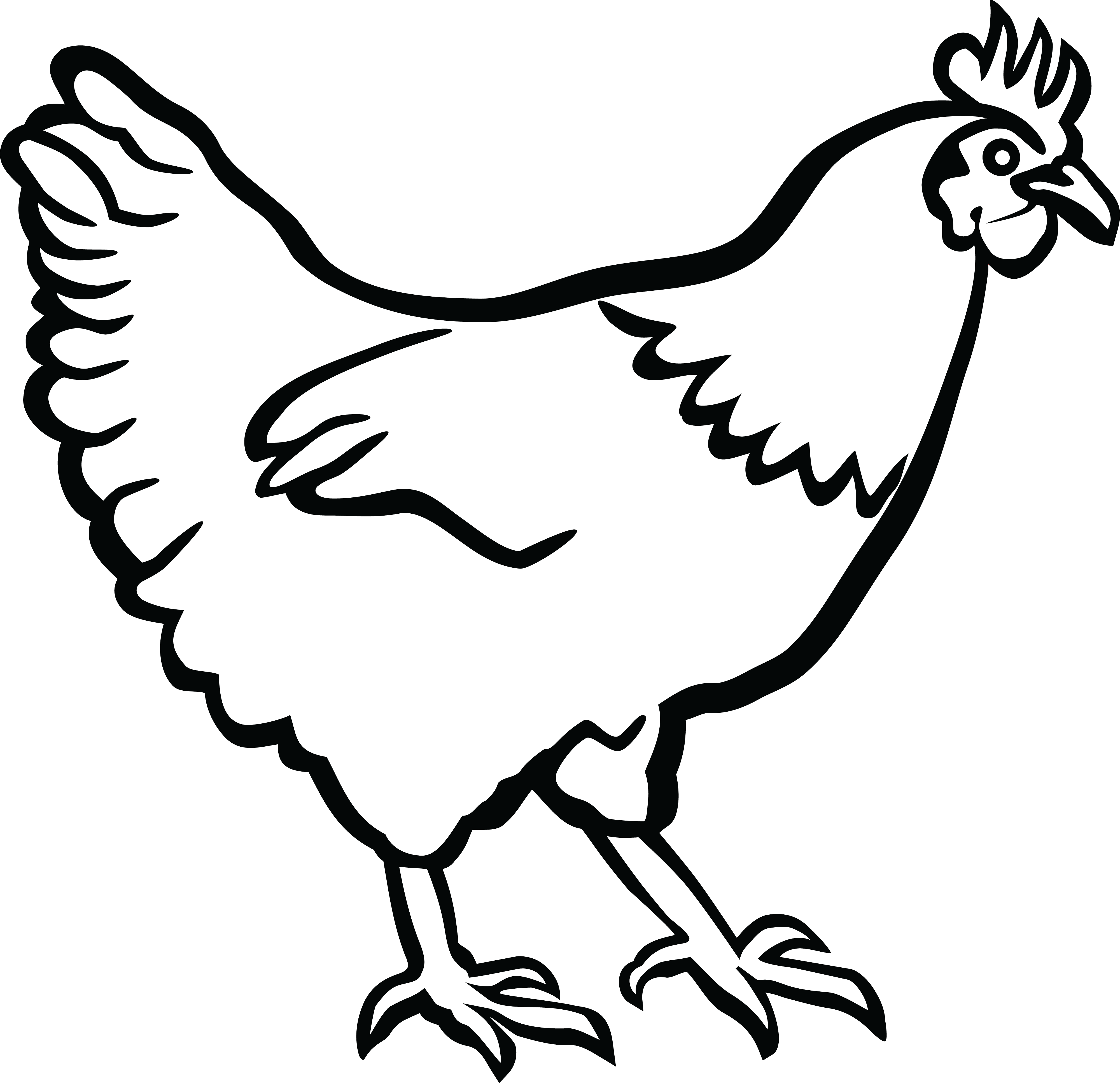 Free Clipart Of A Hen In Black And White - Chicken Black And White Clipart (4000x3867)