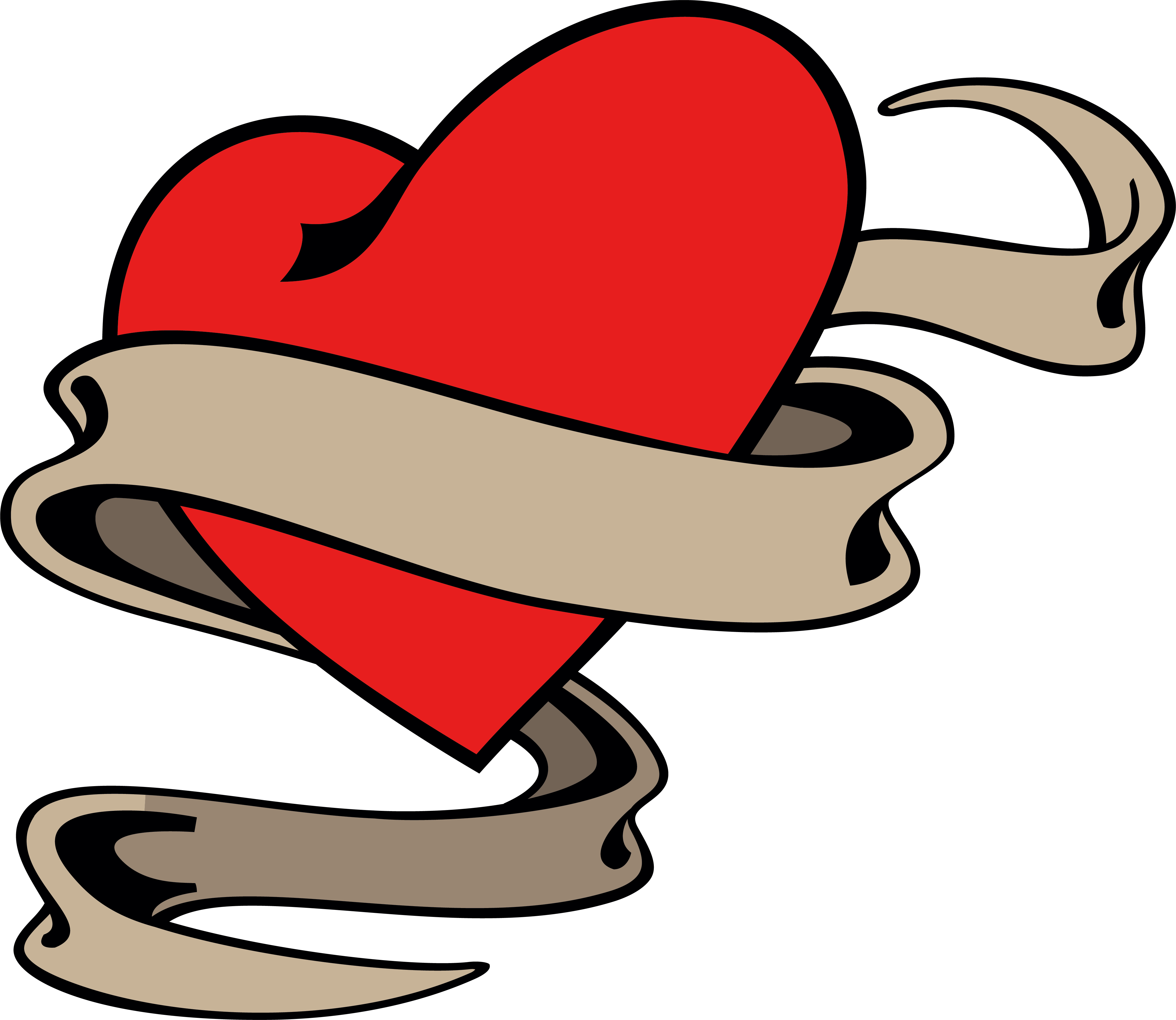 Heart Banner Drawing Clip Art - Heart Banner Drawing Clip Art (4378x3799)
