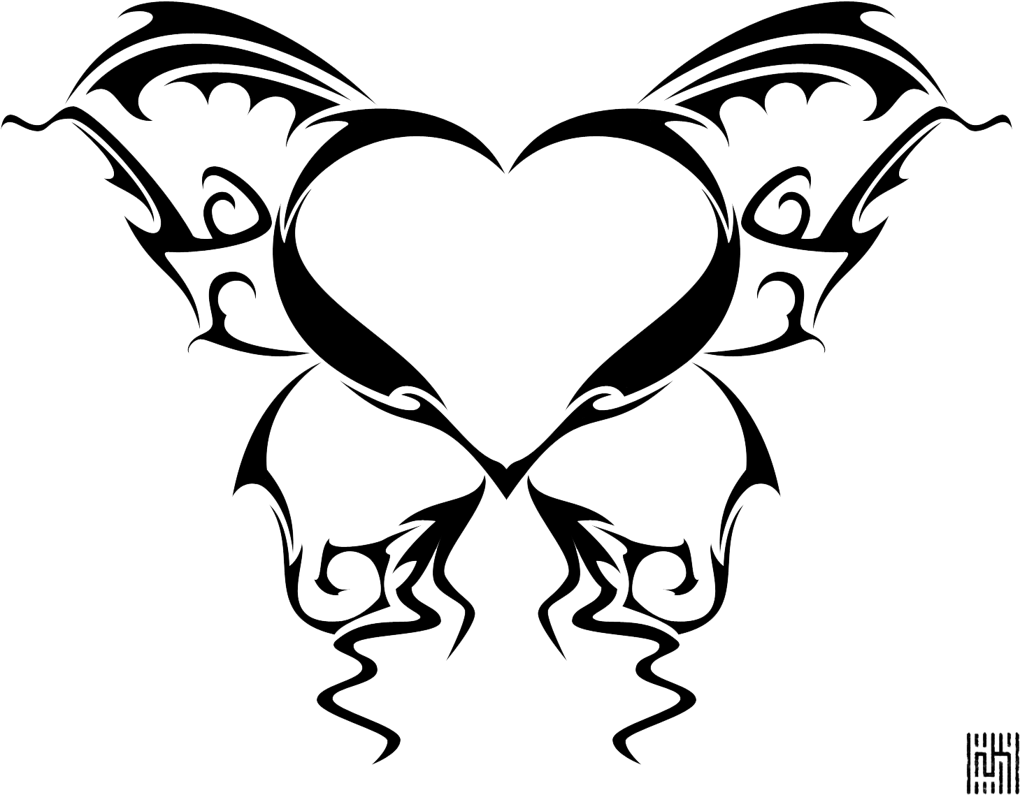 Heart - Butterfly Heart Tattoo (1500x1196)