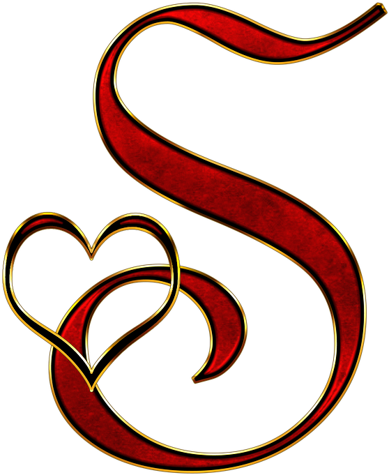 Alphabet Letter Initial Heart Background S - Capital Letter S Red (1066x1280)