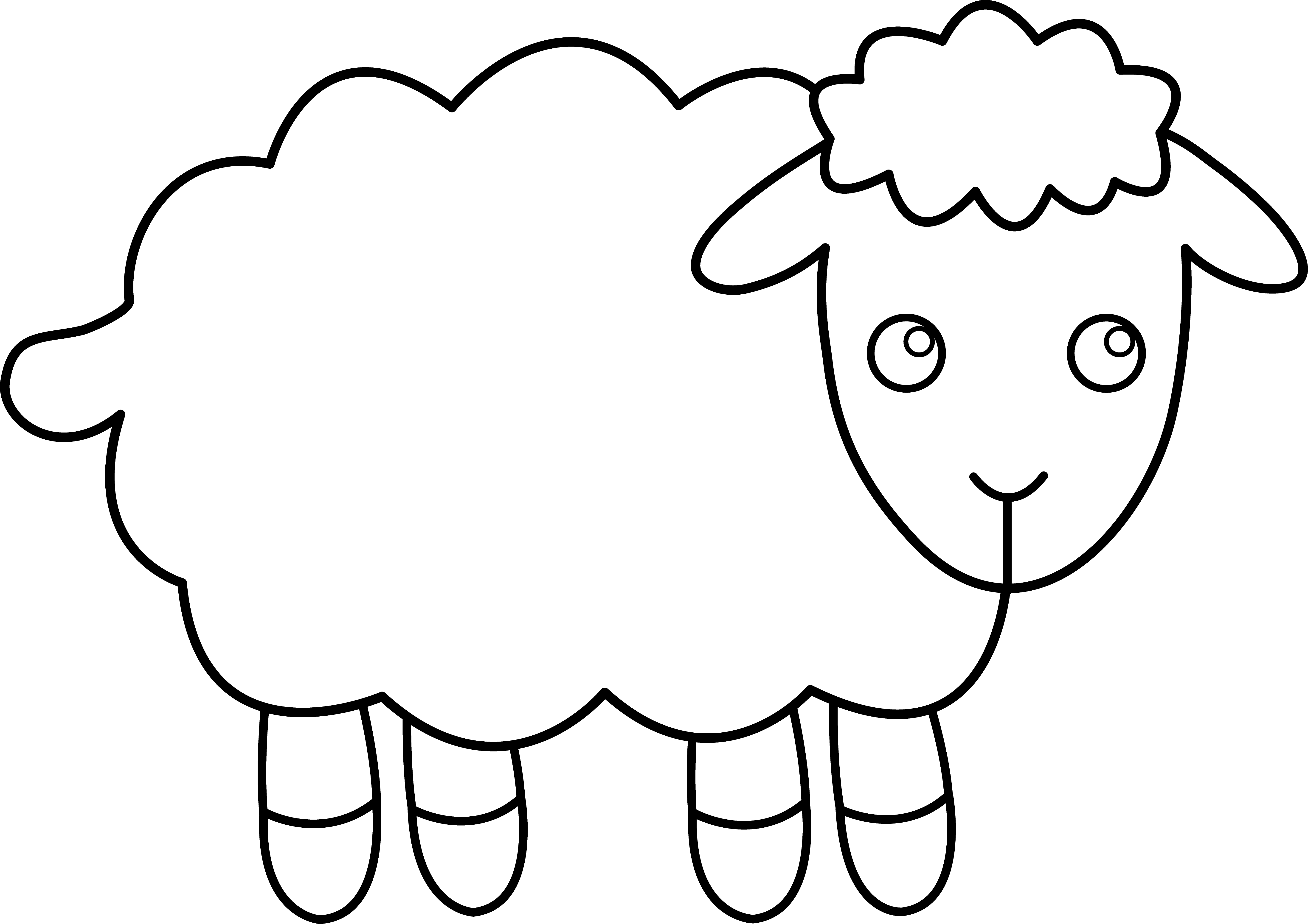 Sheep Clipart - Sheep Black And White (5697x4027)