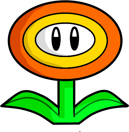 Mario Clipart Supe Power - Mario Fire Flower Drawing (631x542)