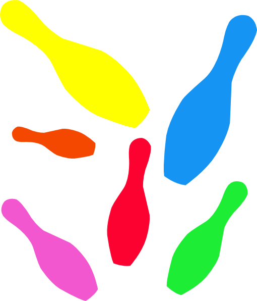 Color Bowling Pins Clip Art At Clker - Colorful Bowling Pin Clipart (510x596)