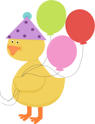 Cute - Duck - Clipart - Animal Holding Balloon Clipart (306x400)