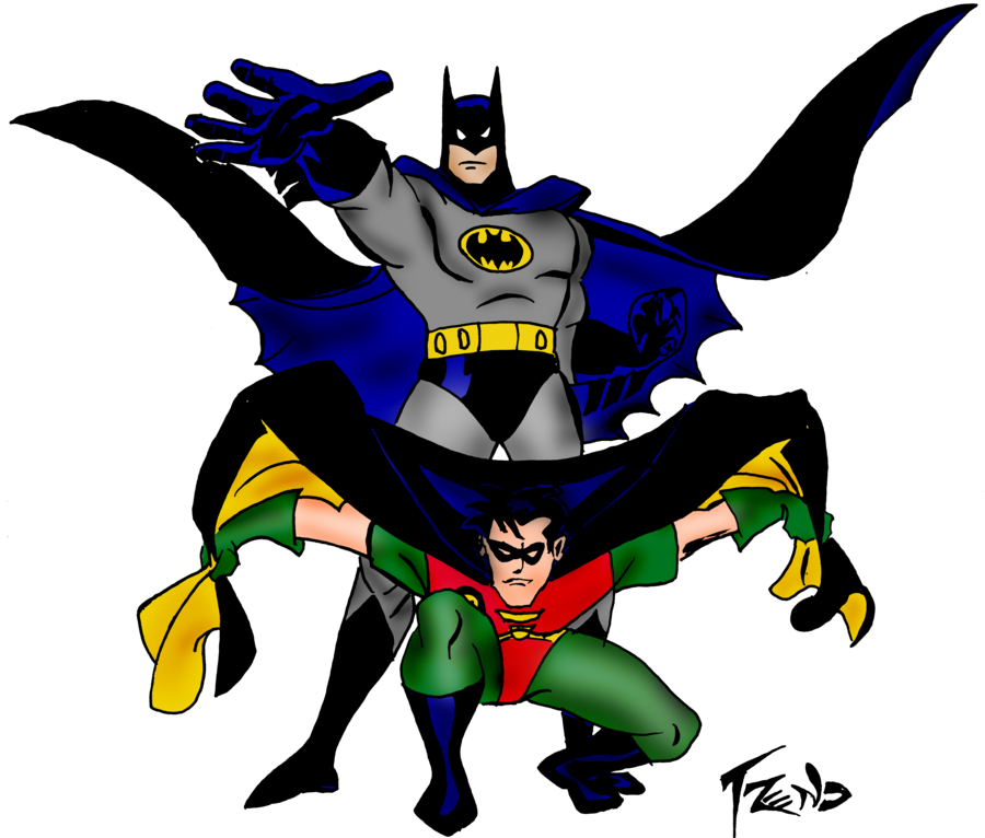 Robin Clipart Transparent - Batman And Robin Cartoon (900x766)