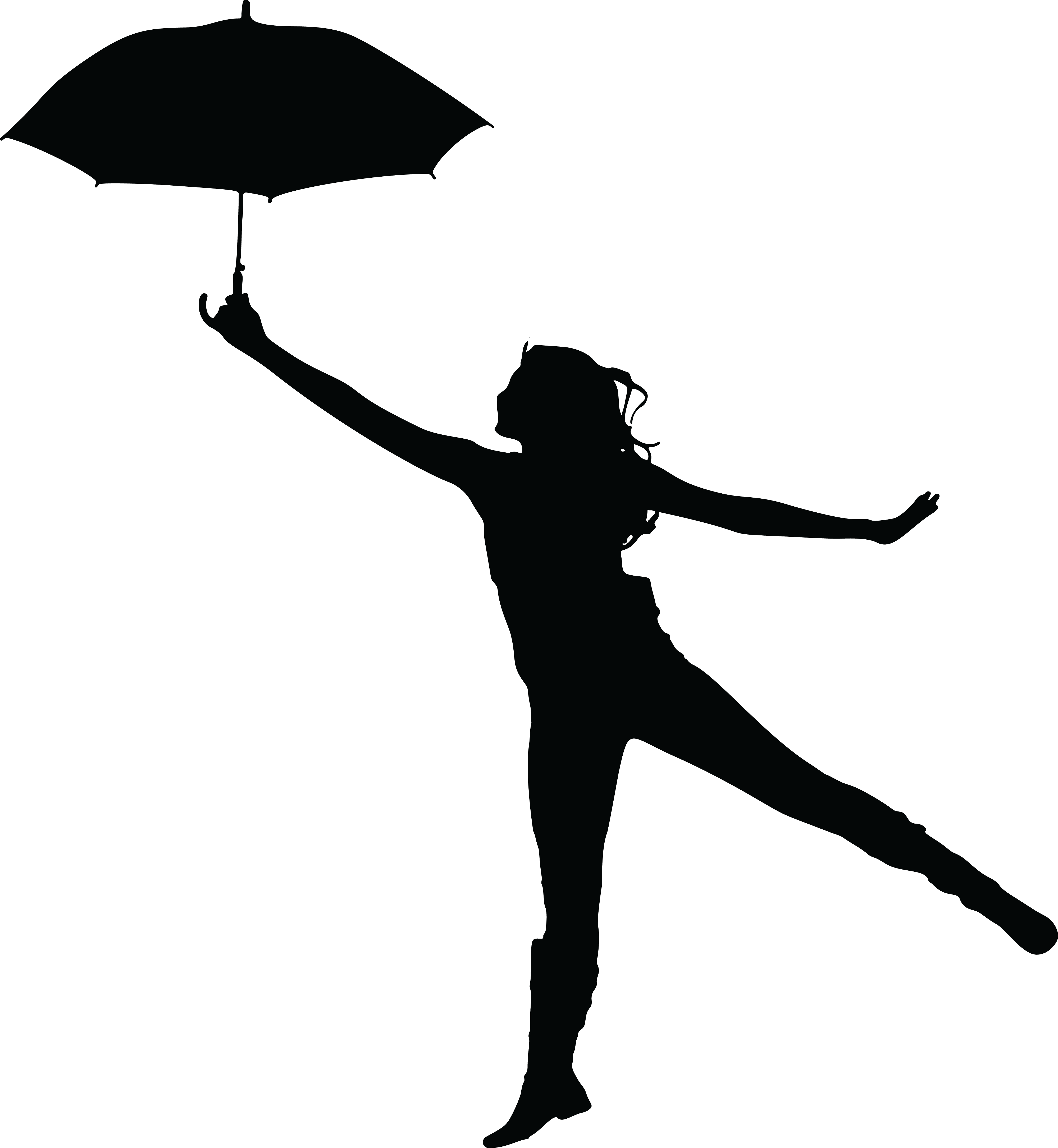 Free Clipart Of A Woman Dancing With An Umbrella - Woman Umbrella Silhouette (4000x4342)