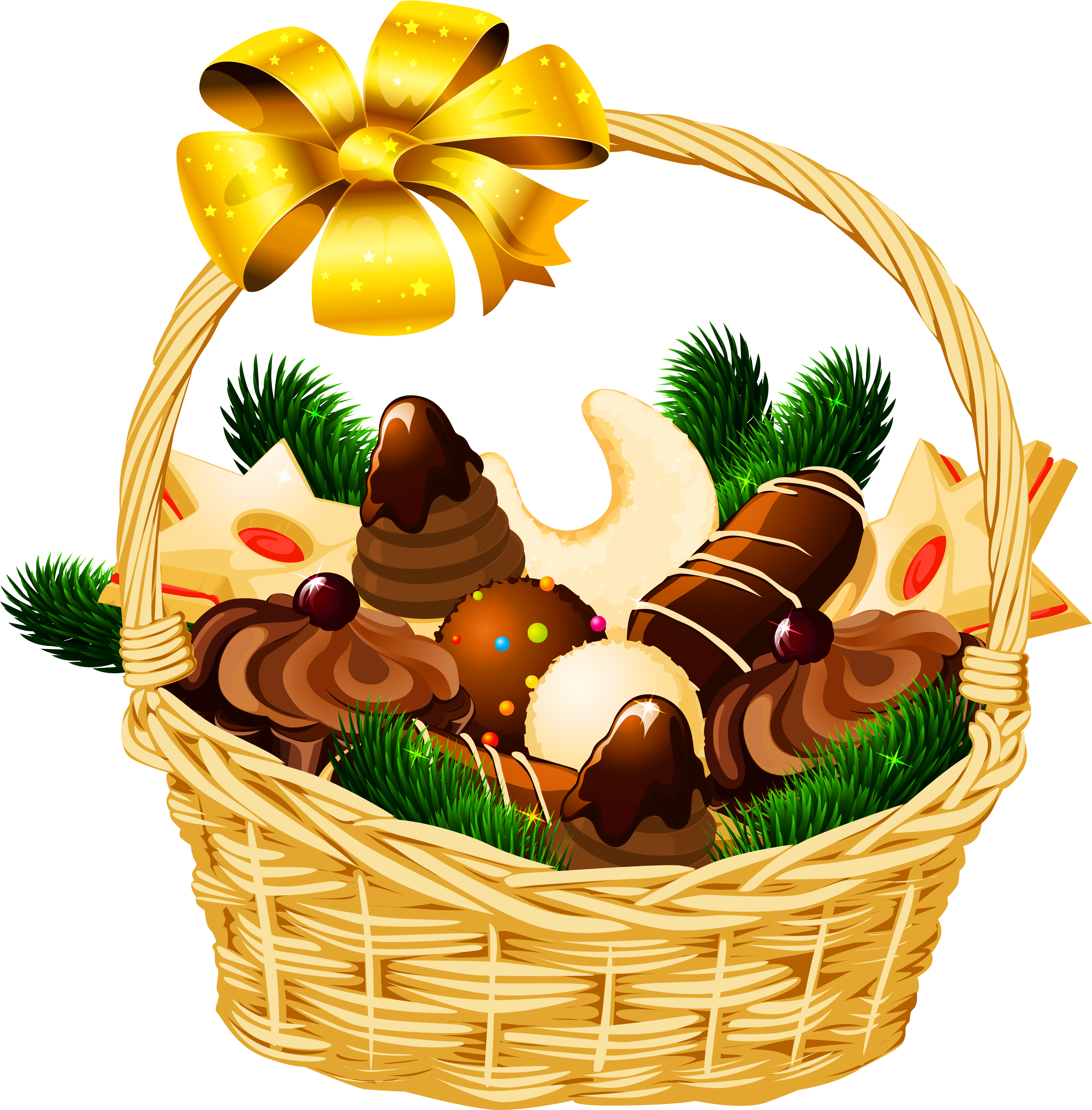 Basket Clipart Christmas Hamper - Christmas Basket Clipart (4101x4193)