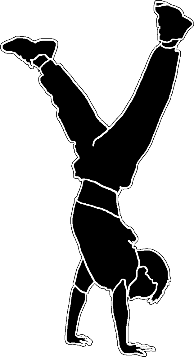 Boy Doing Handstand Silhouette White Line - Child (678x1181)