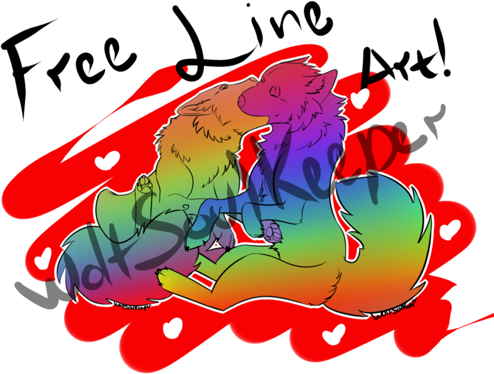 Free Wolf Love Line Art By Wolfsoulkeeper - Art (999x799)