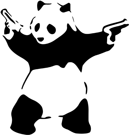 The Stencil Studio Banksy Style Flower Thrower Reuseable - Panda With A Gun (500x525)