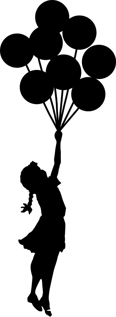 Vinilo Decorativo Banksy Niña Globos - Girl With Balloons Silhouette (374x1018)