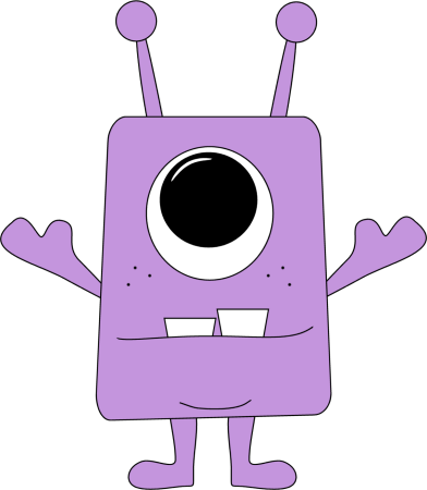Blue Eyes Clipart Silly Eyes - Cute Monster With One Eye (392x450)
